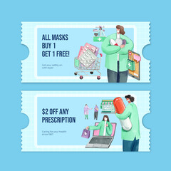 Voucher template with world pharmacists day concept,watercolor style