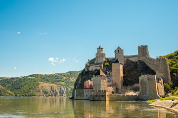 Golubac Fortress, a medieval fortified town on the south side of the Danube River, Golubac, Serbia.
