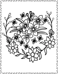 Tuinposter coloring book flowers for adult design drawing flower page white and black © Omarok1