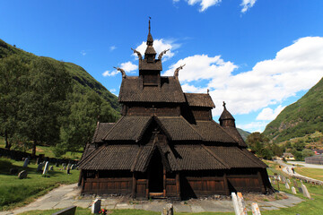 Fototapeta na wymiar Heddal Stave Church (Heddal stavkirke) - wooden church, Norway