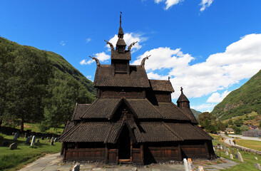 Fototapeta na wymiar Heddal Stave Church (Heddal stavkirke) - wooden church, Norway