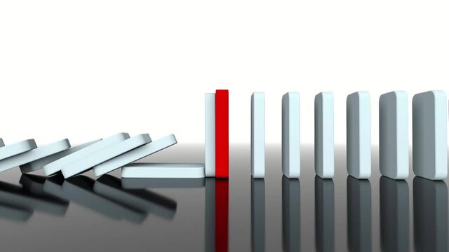 domino effect in action is stopped (3d rendering)