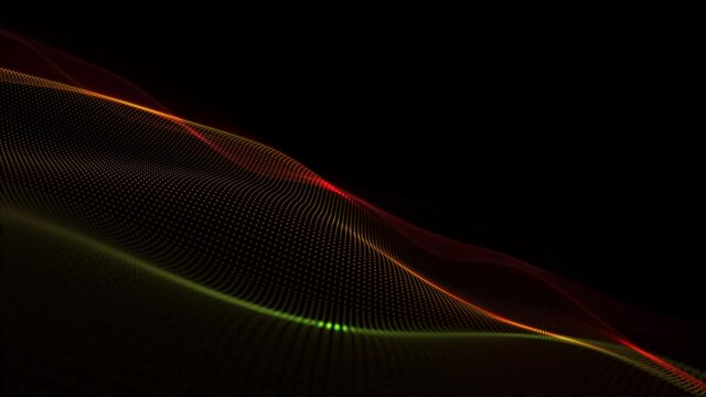Minimalist motion background with a gently flowing luminous multicolored digital fractal light wave. This abstract technology background is full HD and a seamless loop.