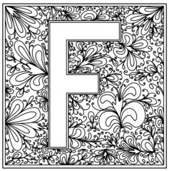 Alphabet. The letter F. Coloring. Vector (2)