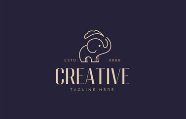 Elephant logo. Modern line design of elephant illustration with one line. Vector art line icon template