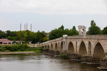 Selimiye Mosque exterior view in Edirne City of Turkey. Edirne was capital of Ottoman Empire.