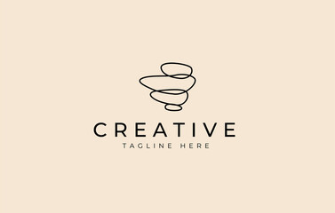 Balancing Rock Line Logo Design Template. Balanced stacked stone design. Creative Vector Icon Design Concept.