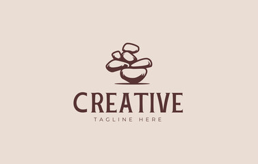 Balancing Rock Vintage Logo Design Template. Balanced stacked stone design. Creative Vector Icon Design Concept.