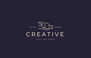 Snail Logo Design Template. Snail line design is running. Creative Vector Icon Design Concept.