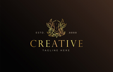 Beauty nature body spa logo design. Vector illustration of beauty woman body with botanic plant. Modern vintage icon design template with line art style.