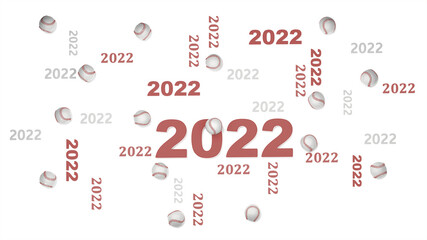 Top View of Several Baseball 2022 Designs with Some Balls on White