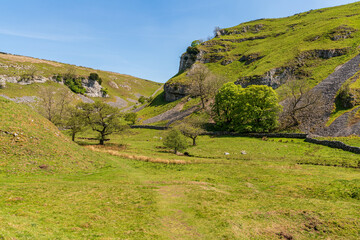 Yorkshire Dales landscape in the Lower Wharfedale near Skyreholme, North Yorkshire, England, UK