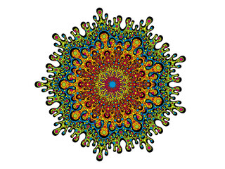 Circular Illustration with Colors and Bubbles.