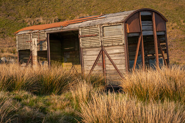 A derelict site trailer near the B6270 road between Nateby and Birkdale, North Yorkshire, England, UK