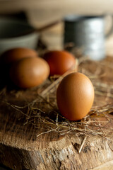 egg put on wooden table