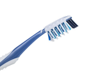 One toothbrush, close-up, isolated on white.