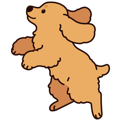 Outlined adorable simple English Cocker Spaniel jumping in side view