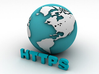 3d illustration Network community concept . globe with http sign