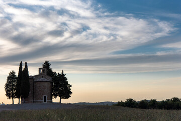 Chapel of the Madonna di Vitaleta, San Quirico d Orcia, Tuscany, Italy.