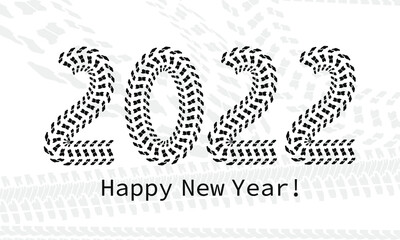 Figures 2021 drawn tire marks. New year banner.