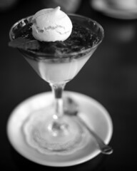 ice cream in a glass (black and white)