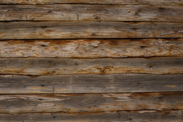 Shabby textured background of wall with wooden planks of natural timber 