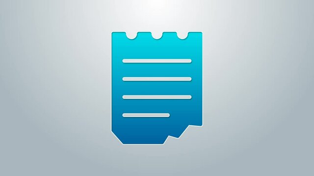 Blue line Notebook icon isolated on grey background. Spiral notepad icon. School notebook. Writing pad. Diary for school. 4K Video motion graphic animation