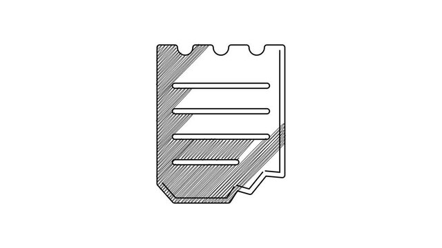 Black line Notebook icon isolated on white background. Spiral notepad icon. School notebook. Writing pad. Diary for school. 4K Video motion graphic animation