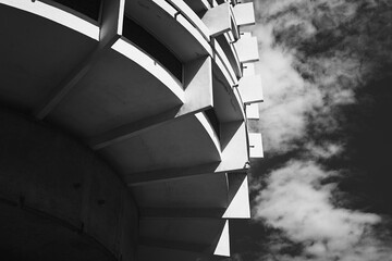 Fragment of a modernist building. Kyiv, Ukraine. Hotel "Salute".