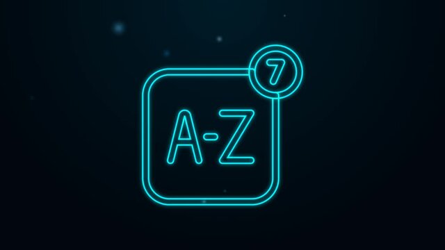 Glowing neon line Online translator icon isolated on black background. Foreign language conversation icons in chat speech bubble. Translating concept. 4K Video motion graphic animation