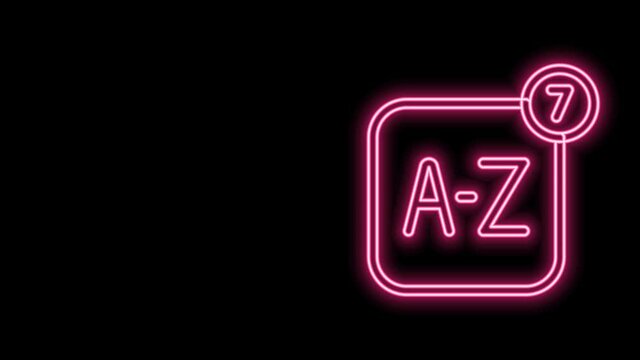 Glowing neon line Online translator icon isolated on black background. Foreign language conversation icons in chat speech bubble. Translating concept. 4K Video motion graphic animation