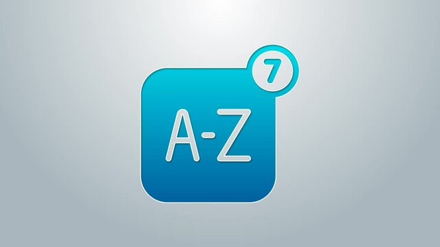 Blue line Online translator icon isolated on grey background. Foreign language conversation icons in chat speech bubble. Translating concept. 4K Video motion graphic animation