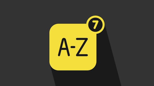 Yellow Online translator icon isolated on grey background. Foreign language conversation icons in chat speech bubble. Translating concept. 4K Video motion graphic animation