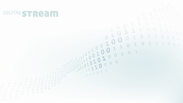 Digital stream. Minimal design with binary code wavy connection