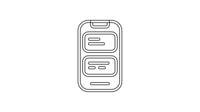 Black line Online translator icon isolated on white background. Foreign language conversation icons in chat speech bubble. Translating concept. 4K Video motion graphic animation