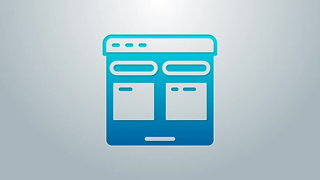 Blue line Online translator icon isolated on grey background. Foreign language conversation icons in chat speech bubble. Translating concept. 4K Video motion graphic animation