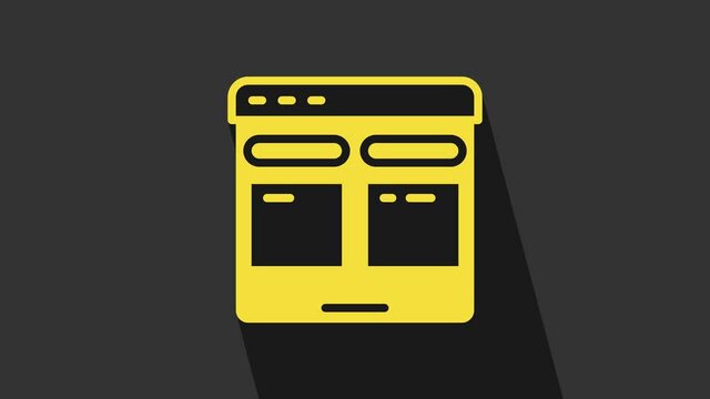 Yellow Online translator icon isolated on grey background. Foreign language conversation icons in chat speech bubble. Translating concept. 4K Video motion graphic animation