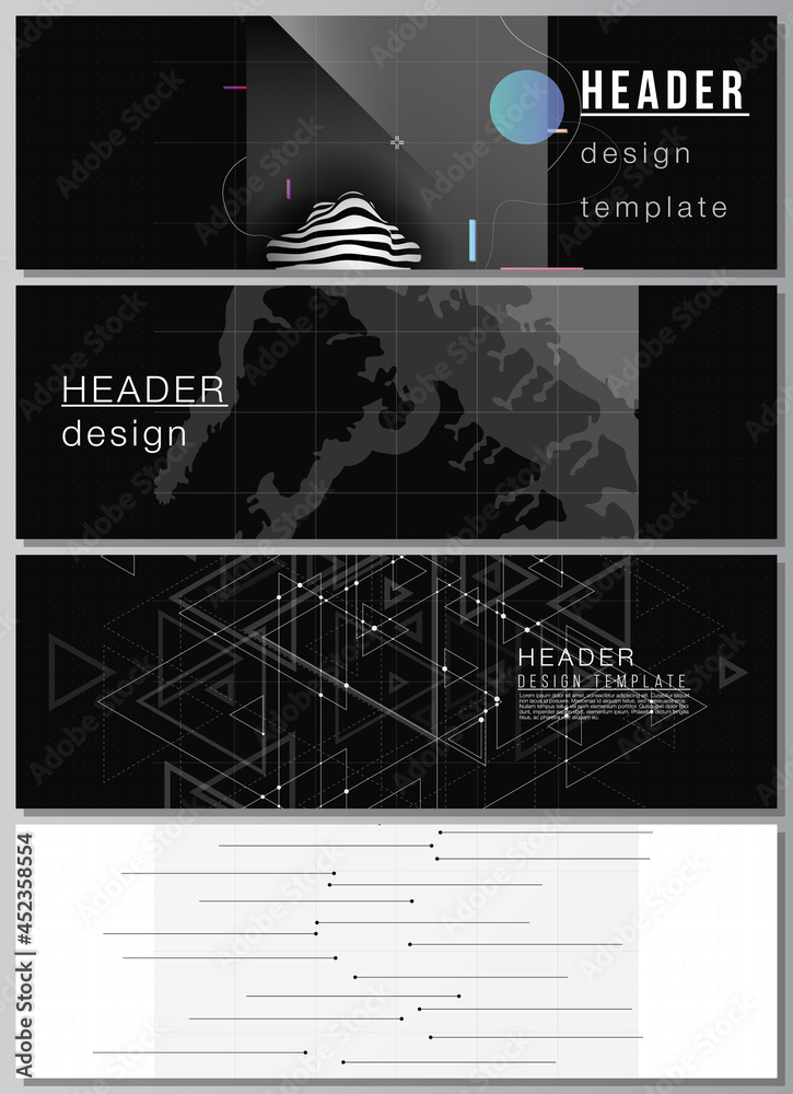 Poster vector layout of headers, banner design templates for website footer design, horizontal flyer design