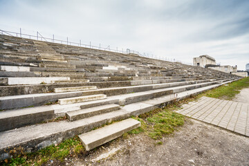 Fototapeta na wymiar View on Zeppelin Field stadium with stone benches and steps