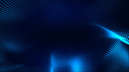 Abstract dot white blue wave gradient texture technology background.