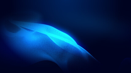 Abstract dot blue wave gradient texture technology background.