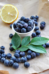 Fresh Blueberries and Lemon. Anthocyanins. Vitamin C. Anti-cold.