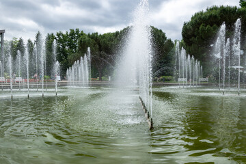 Wysoka fontanna w ogrodzie botanicznym, Frankfurt nad Menem