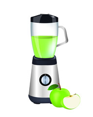 Green apple and blender. vector illustration