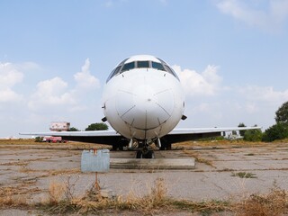 Abandoned airplane on the old airport.