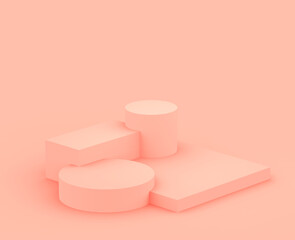 Abstract 3d pink peach platform minimal studio background.