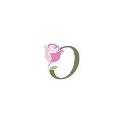 Fototapeta na wymiar Letter O with rose icon logo vector template