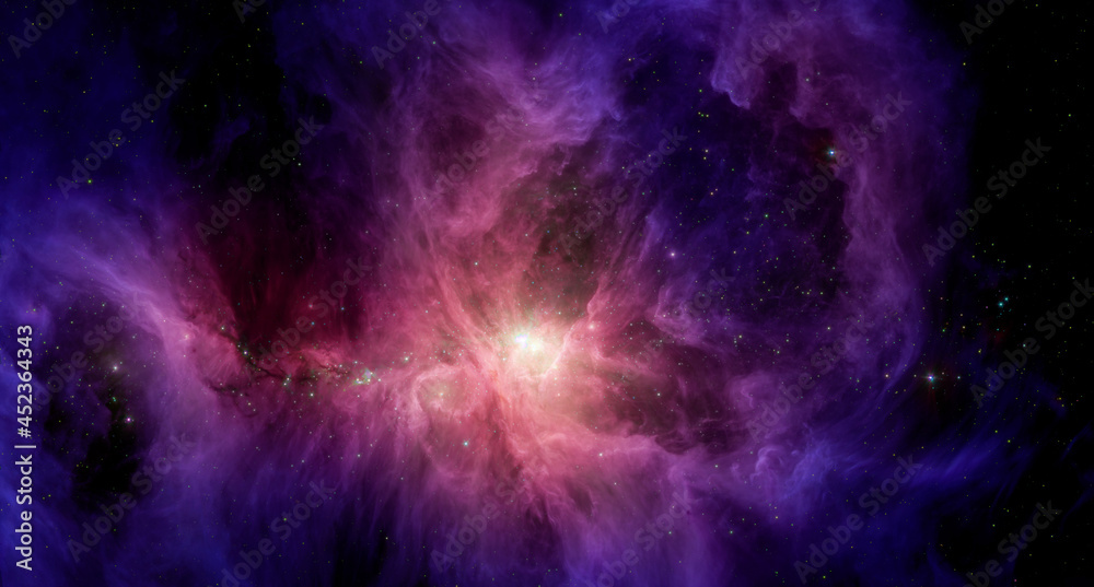 Wall mural space nebula. cosmic cluster of stars. glowing distant galaxy. starry field. outer space abstract ba