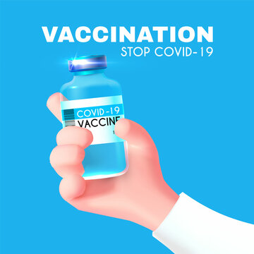 Vaccination 3D design. Coronavirus 2019 Vaccile. Stop Coronavirus design with realistic vaccine vial. Healthcare