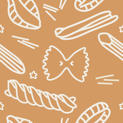 Various pasta seamless vector pattern